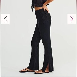 Free People Black Denim Pants (side slit)